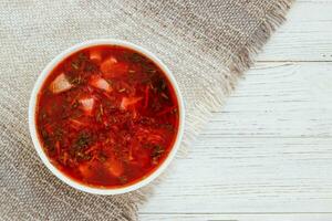 Borsch is a traditional Ukrainian dish photo