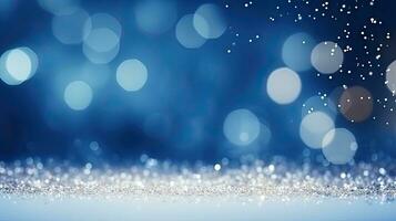 Winter background with snowflakes and bokeh effect. Christmas background. Generative AI photo