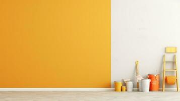 Repair and painting tools of walls in room. Renovation and decoration. Generative AI photo