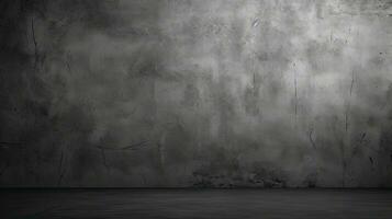 Dark black and gray abstract cement wall and interior textured studio room for product display. Wall background. Generative AI photo