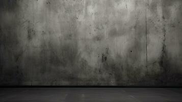 Dark black and gray abstract cement wall and interior textured studio room for product display. Wall background. Generative AI photo