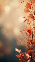 Falling autumn background with bokeh effect, abstract design with copy space. Generative AI photo