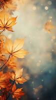 Falling autumn background with bokeh effect, abstract design with copy space. Generative AI photo