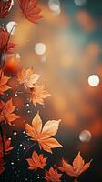 Falling autumn background with bokeh effect, abstract design with copy space. Generative AI photo