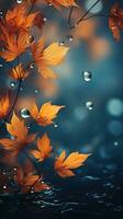 Falling autumn background with bokeh effect, abstract design with copy space. Generative AI photo