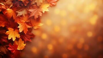 Falling autumn background with bokeh effect, abstract design with copy space. Generative AI photo