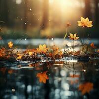 que cae otoño antecedentes con bokeh efecto, resumen diseño con Copiar espacio. generativo ai foto