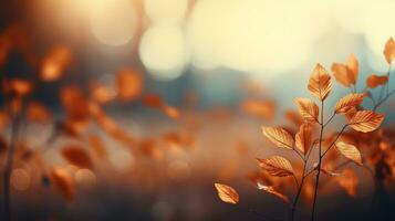 Falling autumn background with bokeh effect, abstract design with copy space. Generative AI photo