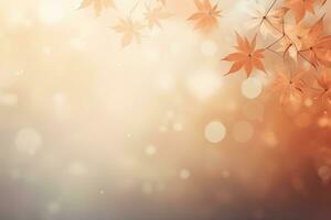 Falling autumn background with bokeh effect, abstract design with copy space. Generative AI photo