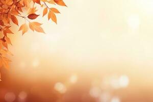 Falling autumn background with bokeh effect, abstract design with copy space. Generative AI photo