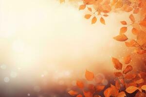 Falling autumn background with bokeh effect, abstract design with copy space. Generative AI photo