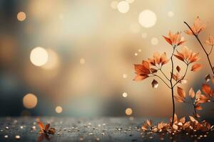 Falling autumn background with bokeh effect, abstract design with copy space. Generative AI photo