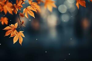 Falling autumn background with bokeh effect, abstract design with copy space. Generative AI photo