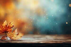 Falling autumn background with bokeh effect, abstract design with copy space. Generative AI photo