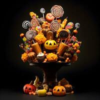 Halloween treats, candy assortment. photo