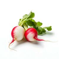 A bunch of fresh radishes isolated. High resolution. photo