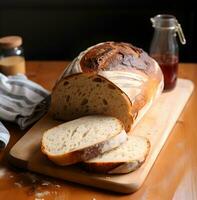 un pan de Fresco un pan con rebanado piezas. alto resolución. ai generativo foto