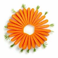 Cut carrot in round peaces on white background. High-resolution. AI Generative photo