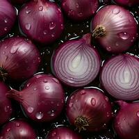 Red fresh onion sliced. High resolution. AI Generative photo