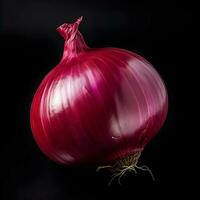 Red onion on dark background. High quality. AI Generative photo