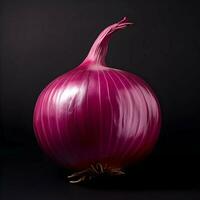 Red onion on dark background. High quality. AI Generative photo