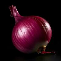 Red onion on dark background. High quality. AI Generative photo