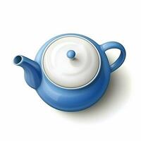 Top view of an isolated blue teapot on a white background. AI Generative photo