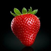 Strawberry on dark background. High resolution. AI Generative photo