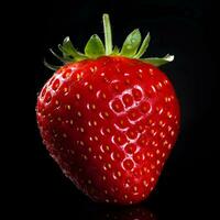 Strawberry on dark background. High resolution. AI Generative photo
