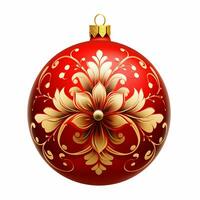 rojo Navidad ornamento con flor diseño. alto calidad. ai generativo foto