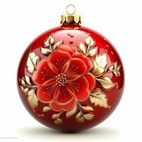 rojo Navidad ornamento con flor diseño. alto calidad. ai generativo foto