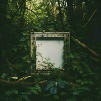 Empty photo shoot frame in forest. High quality. AI Generative