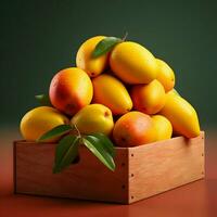 Mangos in a show box for sale 4k octane render png wh. High quality. AI Generative photo