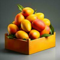 Mangos in a show box for sale. High-resolution. Ai generative photo