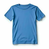 Blue t-shirt mock-up front view isolated on white. High-resolution. AI Generative photo