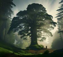 enorme árbol foto. alto calidad. ai generativo foto