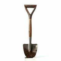 Garden digging shovel on a solid white background. High quality. AI Generative photo