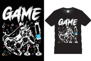 juego en, juego ilustración juego de azar camiseta diseño modelo. vector juego camiseta con auriculares, juego de azar vector, mando, tipografía. Listo para impresión en t camisa.