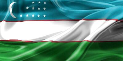 Ilustración 3d de una bandera de uzbekistán - bandera de tela ondeante realista foto