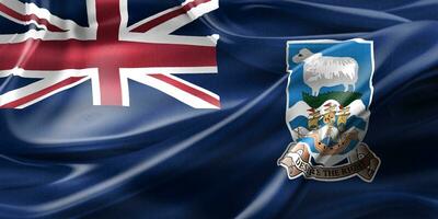 bandera de las islas malvinas - bandera de tela ondeante realista foto