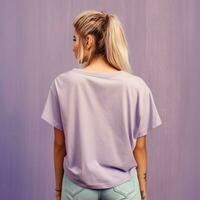 Illustration of a fashion portrait with plain t-shirt mockup, AI Generated photo