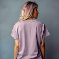 Illustration of a fashion portrait with plain t-shirt mockup, AI Generated photo