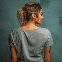 ilustración de un Moda retrato con llanura camiseta Bosquejo, ai generado foto