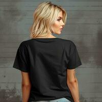 Illustration of a fashion portrait with plain t-shirt mockup, AI Generated photo