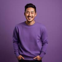Illustration of a fashion portrait with plain sweater mockup, Ai generative , photo