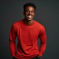 Illustration of a fashion portrait with plain sweater mockup, Ai generative , photo