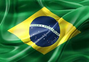 Brazil flag - realistic waving fabric flag photo