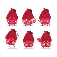 Ice cream raspberry cup cartoon character with love cute emoticon vector