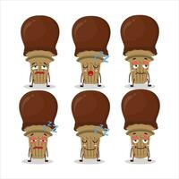 Cartoon character of ice cream chocolate with sleepy expression vector