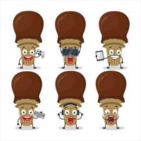 hielo crema chocolate dibujos animados personaje son jugando juegos con varios linda emoticones vector